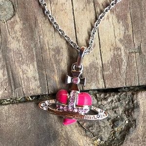 Vivienne Westwood Pink Enamel Heart Necklace
